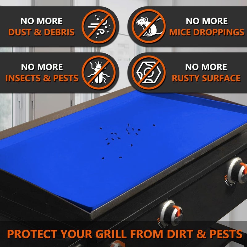 Protebox 28" Silicone Griddle Mat for Blackstone 28 Inch Grill, Heavy Duty Food Grade Silicone Griddle Cover, Protect Your Grill from Dirt & Rust All Year Round (Blue) - Image 3